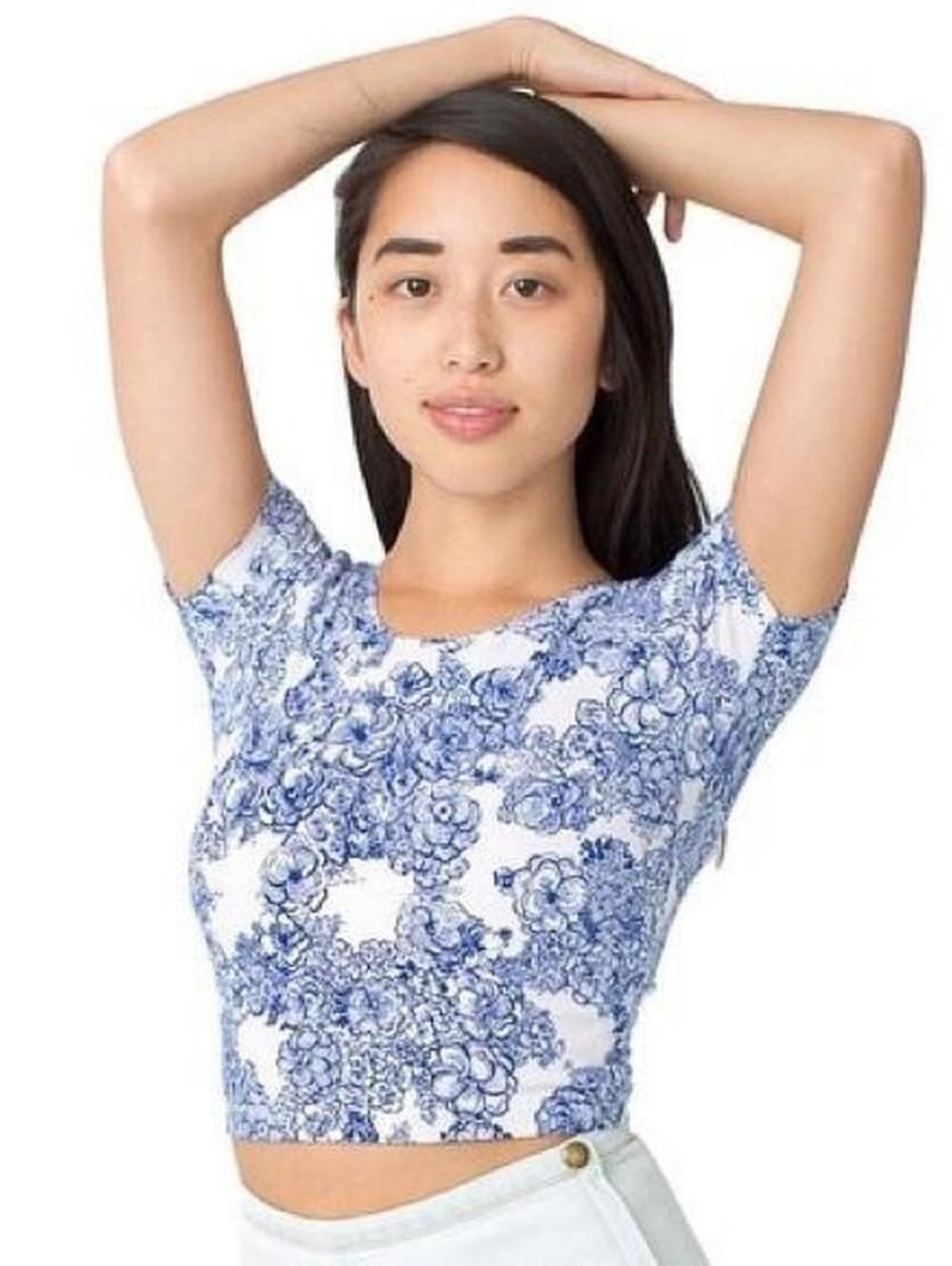 Blue And White Floral Crop Top